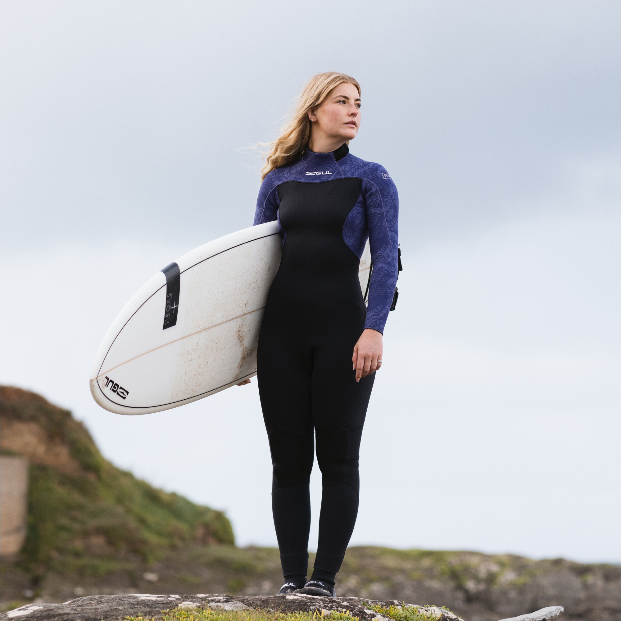 2026 Gul Womens Yulex Flexor 4/3mm Back Zip Wetsuit FX1223-BKTB - Black / Tiebird